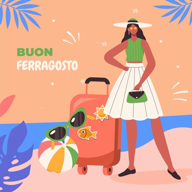 Ilustración plana ferragosto