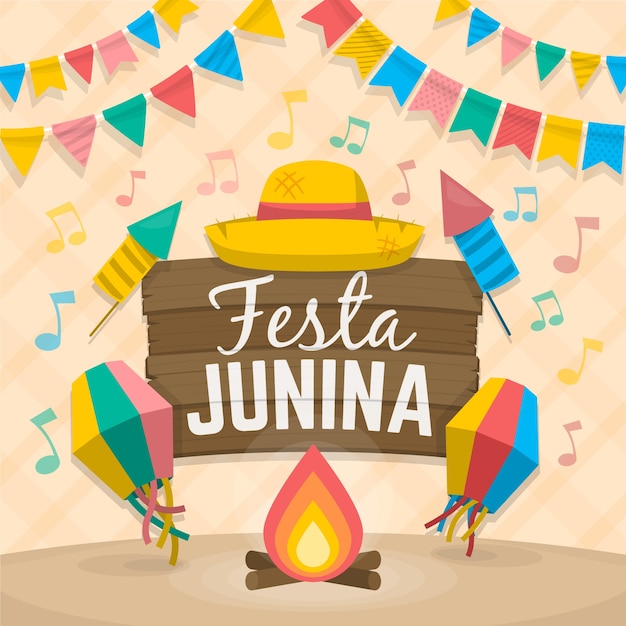 Vector gratuito ilustración plana festa junina