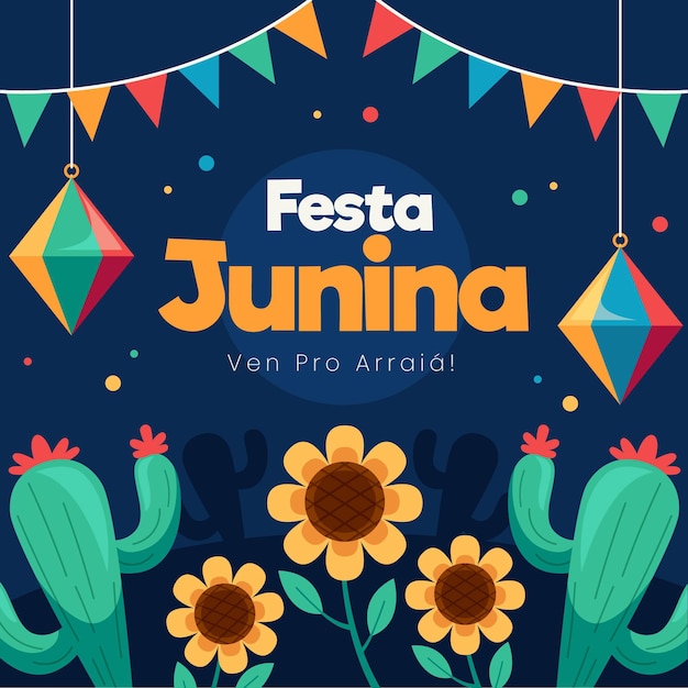 Ilustración plana de festa junina