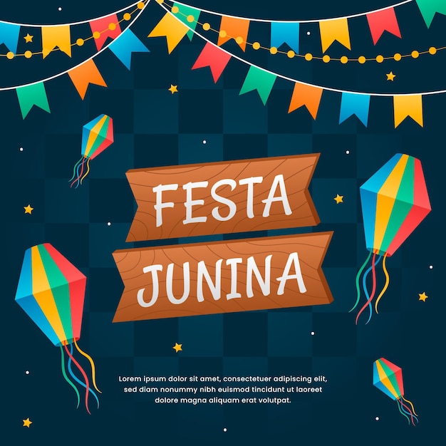Ilustración plana de festa junina
