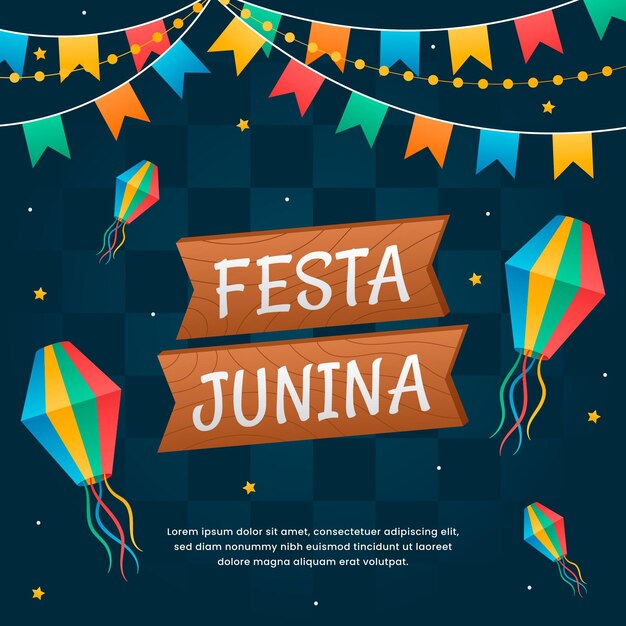 Ilustración plana de festa junina