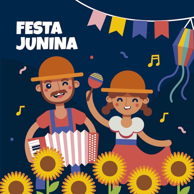 Vector gratuito ilustración plana de festa junina