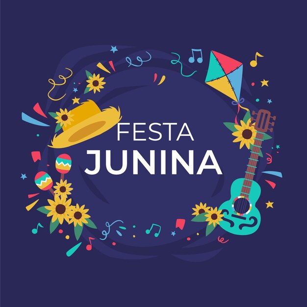 Ilustración plana de festa junina