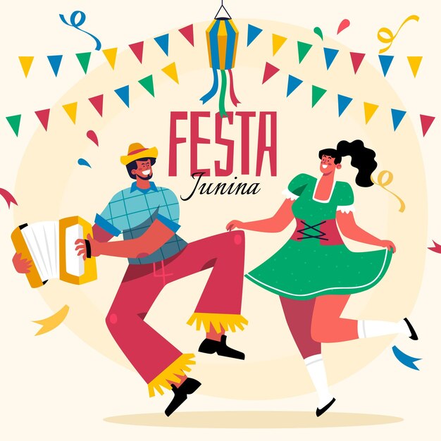 Ilustración plana de festa junina