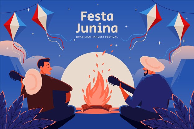 Ilustración plana de festas juninas