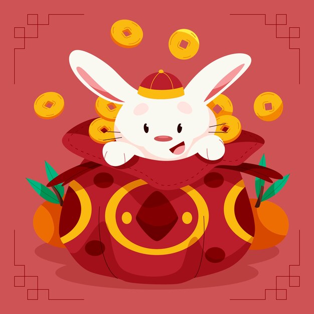 Ilustración plana para el festival del año nuevo chino