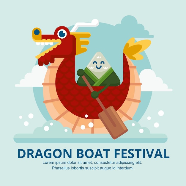 Ilustración plana del festival del barco del dragón