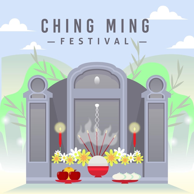 Vector gratuito ilustración plana del festival de ching ming