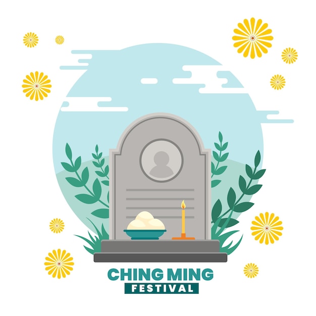 Ilustración plana del festival de ching ming