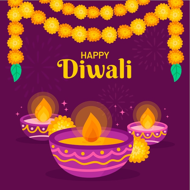 Vector gratuito ilustración plana para el festival de diwali