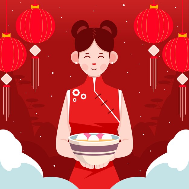 Ilustración plana del festival dongzhi
