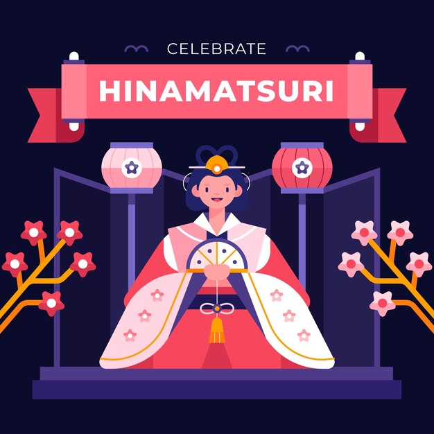 Ilustración plana del festival hinamatsuri