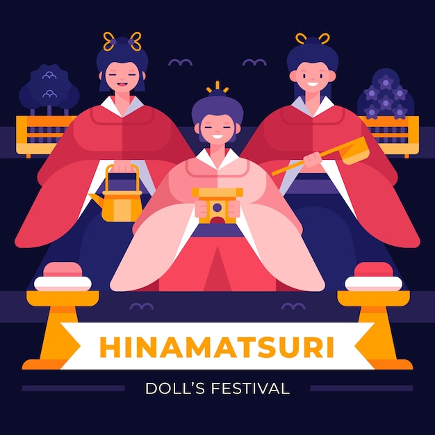 Ilustración plana del festival hinamatsuri