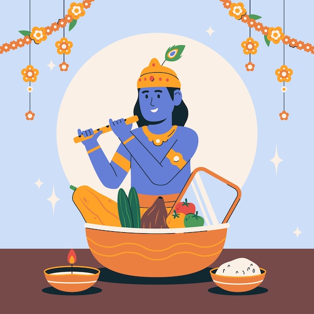 Ilustración plana para el festival hindú vishu