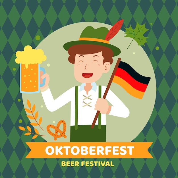 Vector gratuito ilustración plana para el festival de oktoberfest