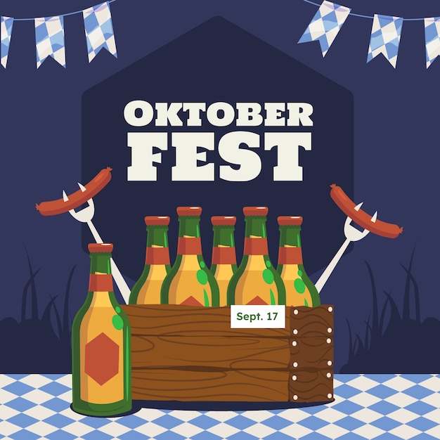 Ilustración plana para el festival de oktoberfest