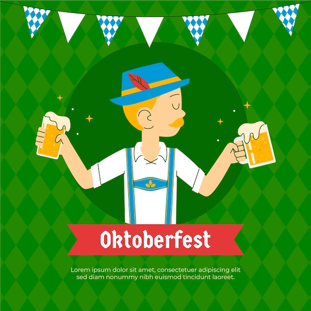 Ilustración plana para el festival de oktoberfest