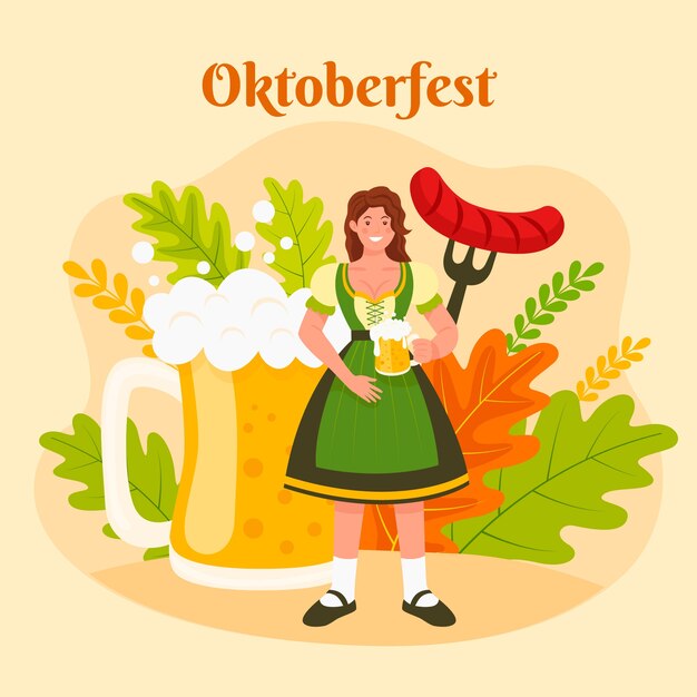 Ilustración plana para el festival de oktoberfest