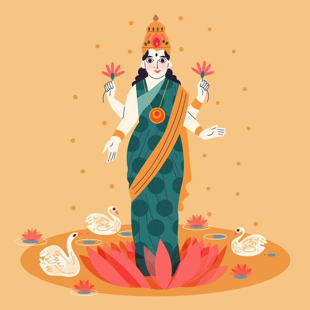 Ilustración plana para el festival vasant panchami