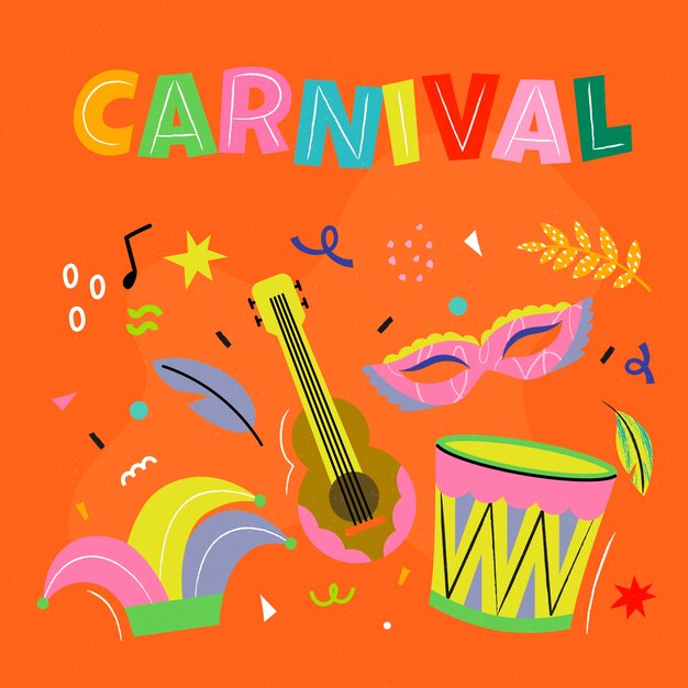 Ilustración plana para una fiesta de carnaval