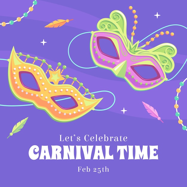 Ilustración plana para una fiesta de carnaval