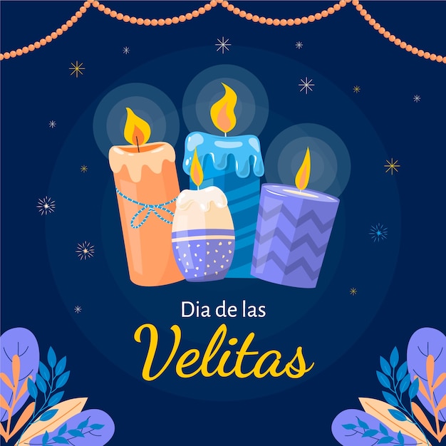 Vector gratuito ilustración plana para la fiesta del dia de las velitas.