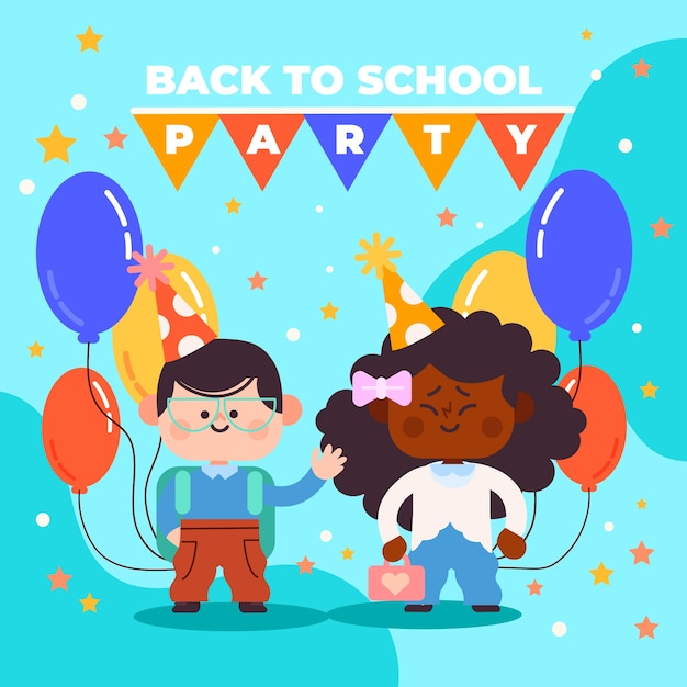 Ilustración plana de fiesta de regreso a la escuela