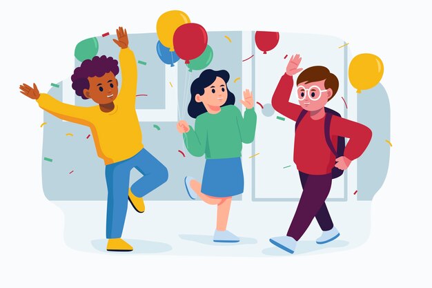 Ilustración plana de fiesta de regreso a la escuela