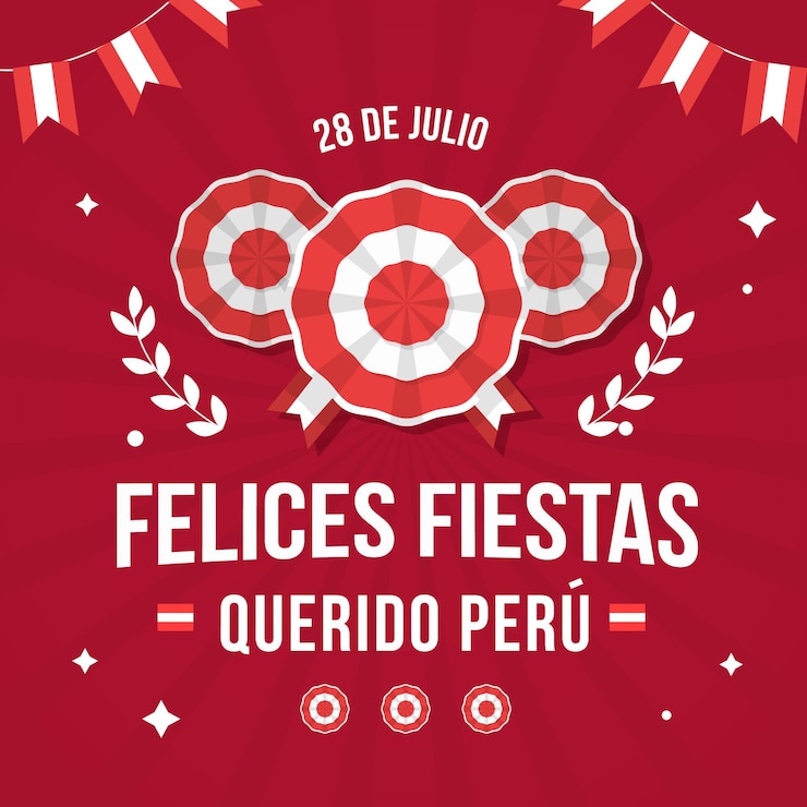Vector gratuito ilustración plana fiestas patrias de peru