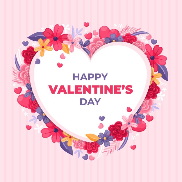 Ilustración plana de flores de san valentín