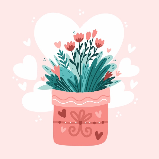 Vector gratuito ilustración plana de flores de san valentín