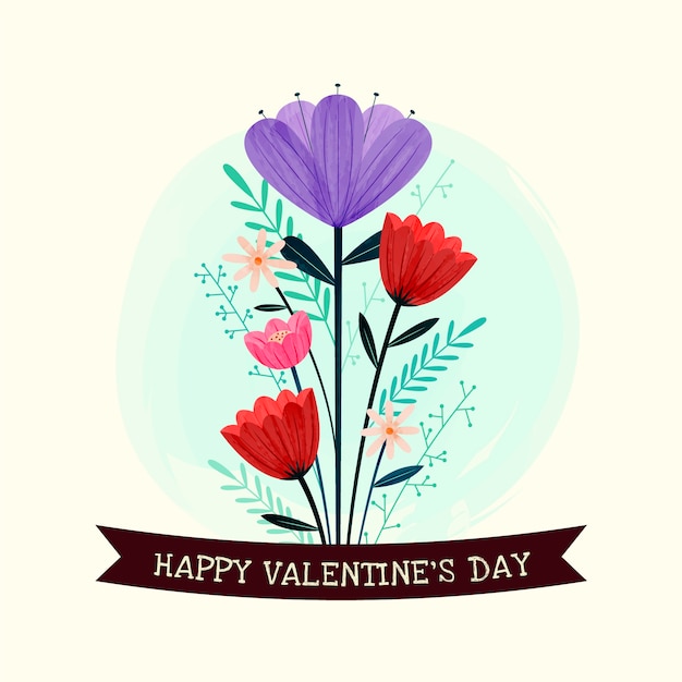 Vector gratuito ilustración plana de flores de san valentín