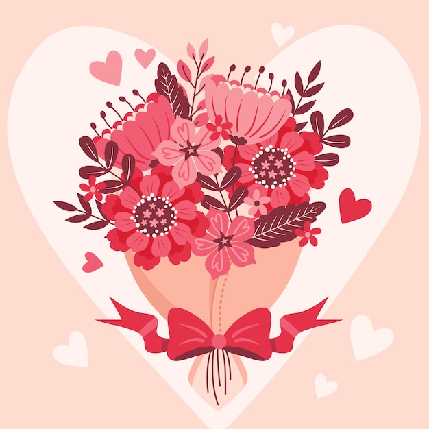 Vector gratuito ilustración plana de flores de san valentín