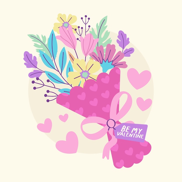 Vector gratuito ilustración plana de flores de san valentín