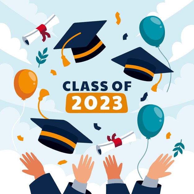 Ilustración plana para la graduación de la clase 2023