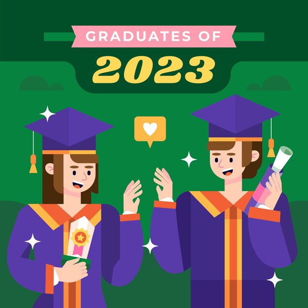 Ilustración plana para la graduación de la clase 2023