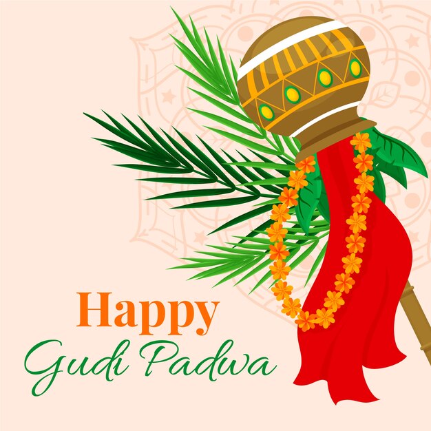 Ilustración plana de gudi padwa
