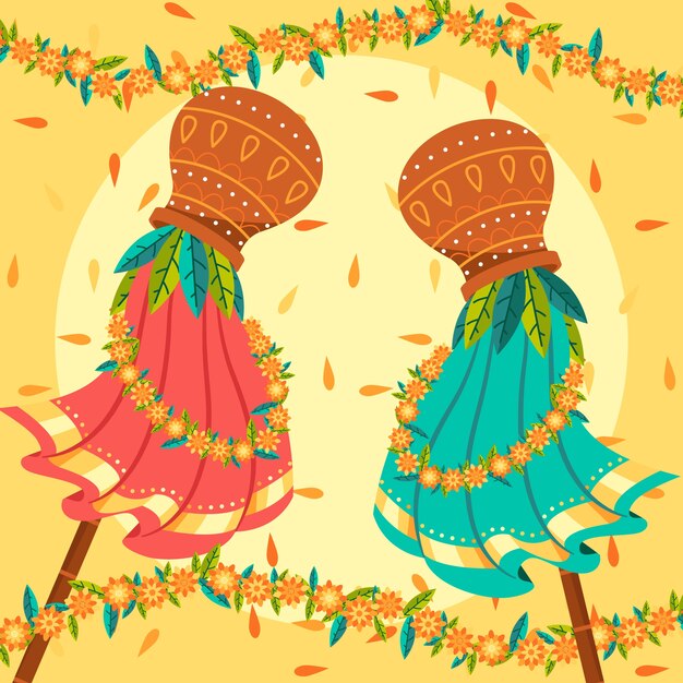 Vector gratuito ilustración plana de gudi padwa