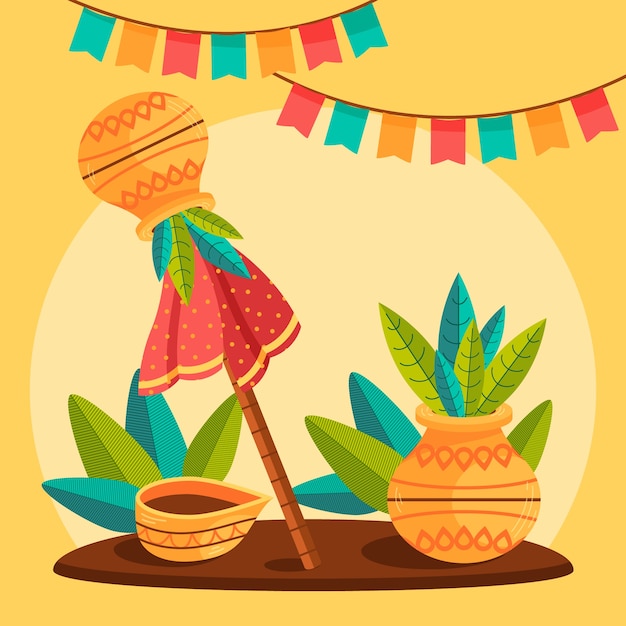 Ilustración plana de gudi padwa