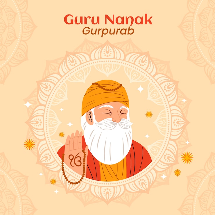 Vector gratuito ilustración plana de gurú nanak gurpurab