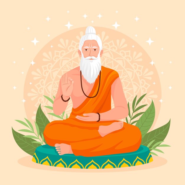 Ilustración plana para guru purnima