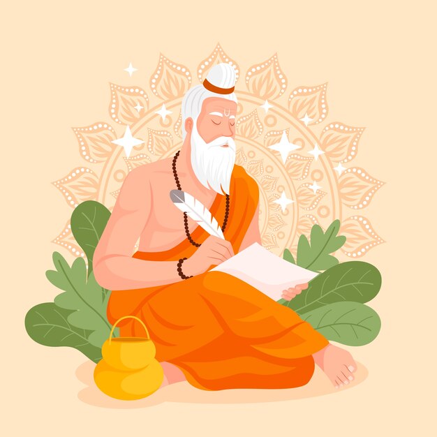 Ilustración plana para guru purnima
