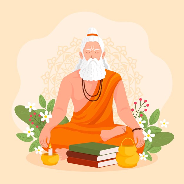 Ilustración plana para guru purnima