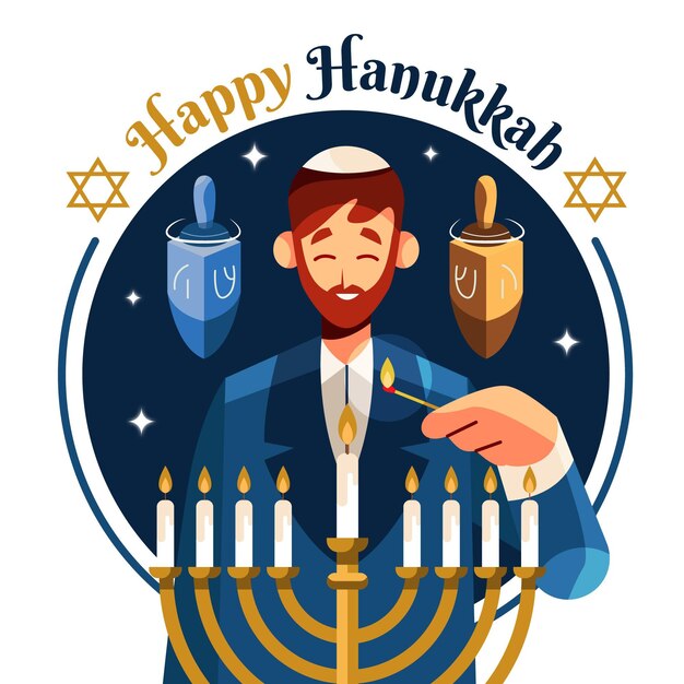 Ilustración plana de hanukkah