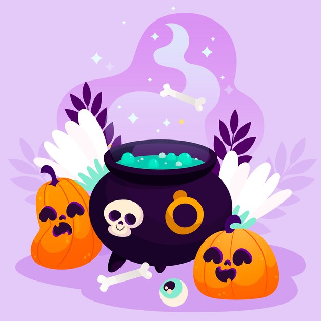 Ilustración plana de hocus pocus de halloween