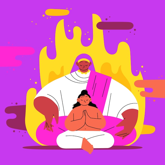 Ilustración plana de holika dahan