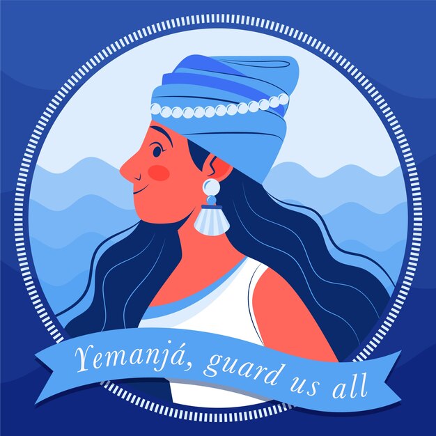 Ilustración plana de iemanja
