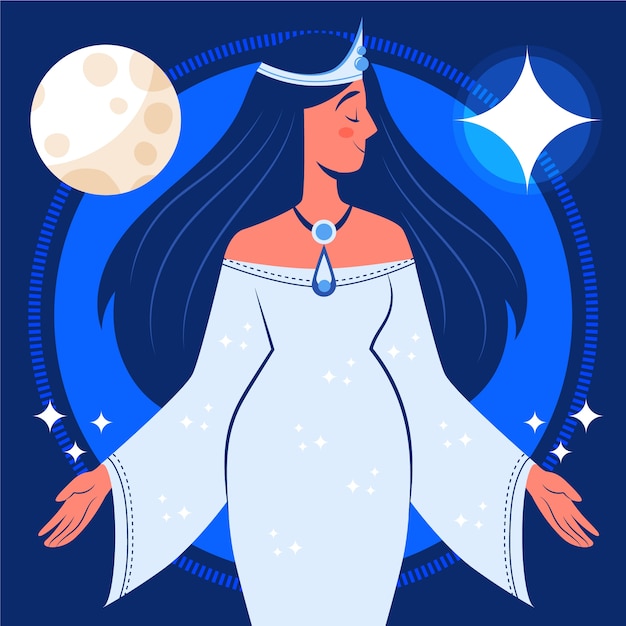Ilustración plana de iemanja
