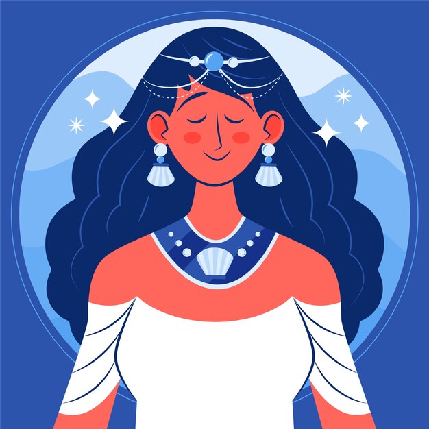 Ilustración plana de iemanja
