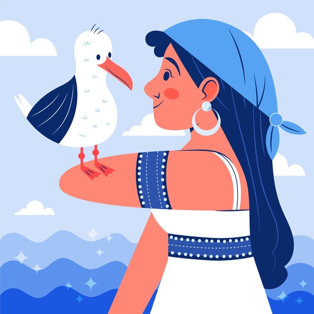Ilustración plana de iemanja